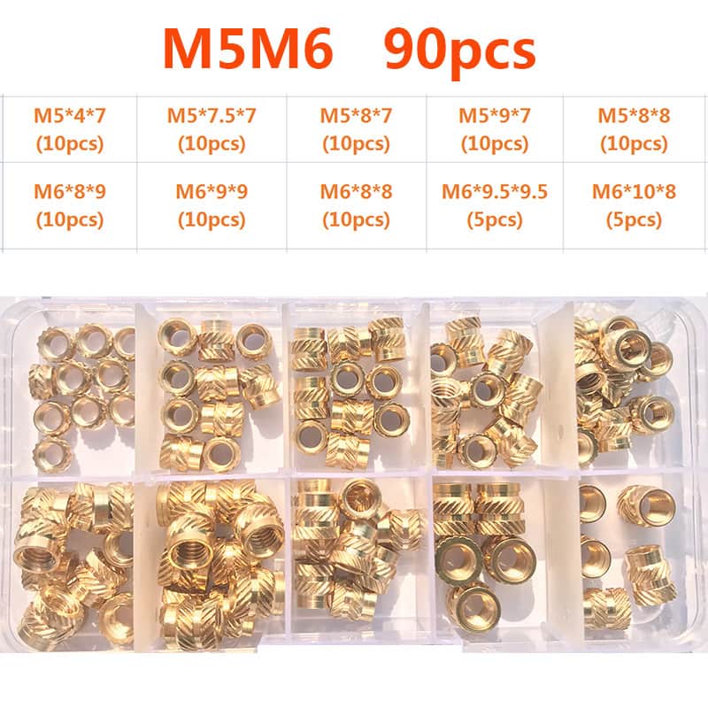 Kit Inserts Filetés Pour Impression 3D - 130 écrous En Laiton M2 à M8 + Fer à Souder 60W - Pour Pièces Plastique